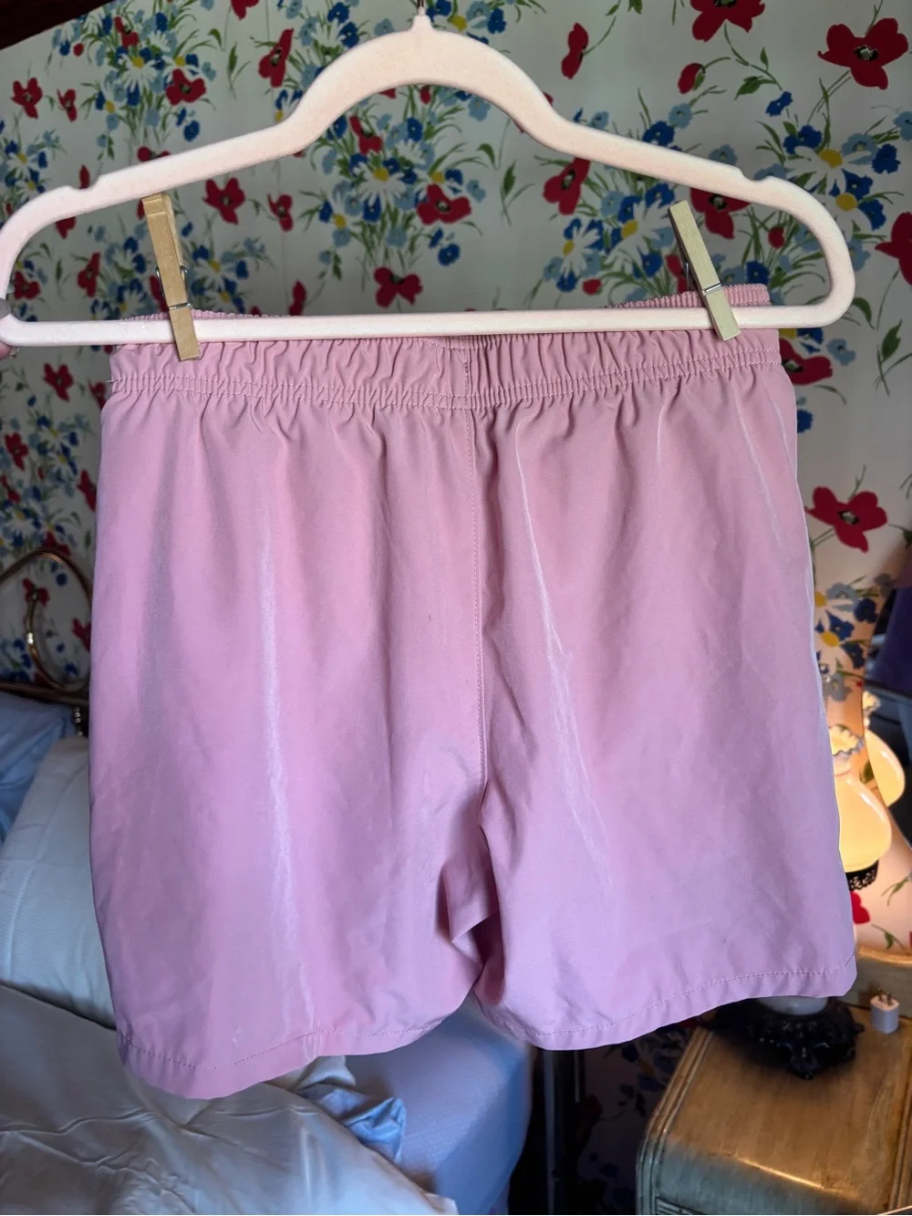 hollister dusty salmon pink lined swim trunks men’s xs coastal beach shorts euc